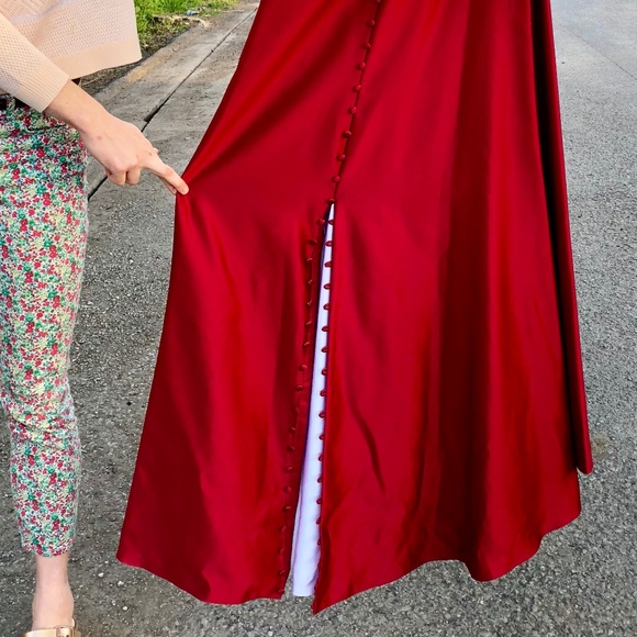 Red, crimson, full length gown, bridesmaid dress - Picture 5 of 6